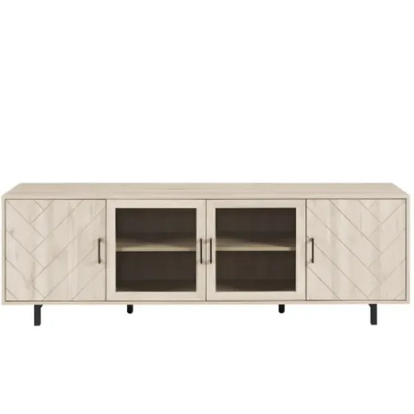 Tv Stands & Media Consoles-Kirkland's Home Birch Wood Herringbone 4-Door Tv Stand