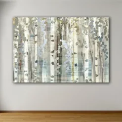 Canvas Art-Kirkland's Home Birch Wood Meadow Giclee Canvas Art Print Gray/Blue