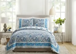 Quilts-Kirkland's Home Bisou Floral King 3-Pc. Quilt Set Blue