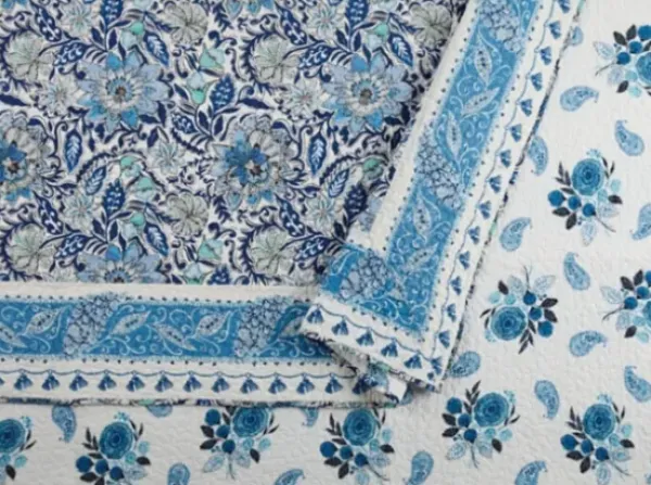 Quilts-Kirkland's Home Bisou Floral King 3-Pc. Quilt Set Blue