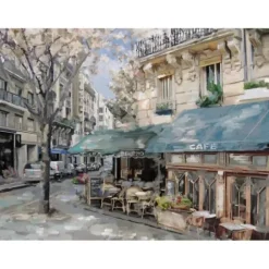 Canvas Art-Kirkland's Home Bistro De Paris I Canvas Art Print Blue/Ivory