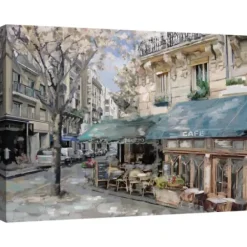Canvas Art-Kirkland's Home Bistro De Paris I Canvas Art Print Blue/Ivory