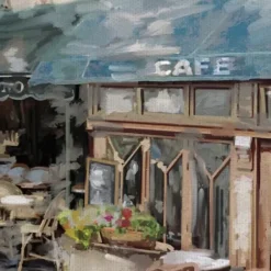 Canvas Art-Kirkland's Home Bistro De Paris I Canvas Art Print Blue/Ivory
