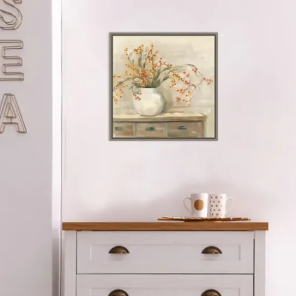 Canvas Art-Kirkland's Home Bittersweet Bouquet Framed Canvas Art Print Tan