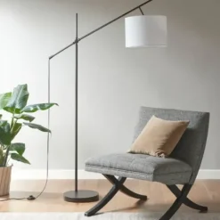 Floor Lamps-Kirkland's Home Black Adjustable Arm Modern Floor Lamp White