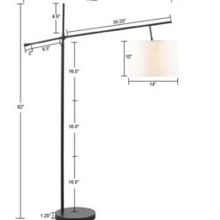 Floor Lamps-Kirkland's Home Black Adjustable Arm Modern Floor Lamp White