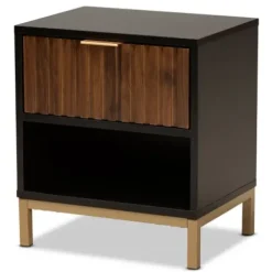 Nightstands-Kirkland's Home Black And Brown Single Drawer Nightstand Black/Brown