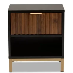 Nightstands-Kirkland's Home Black And Brown Single Drawer Nightstand Black/Brown
