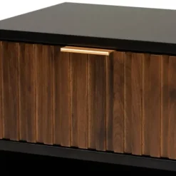 Nightstands-Kirkland's Home Black And Brown Single Drawer Nightstand Black/Brown