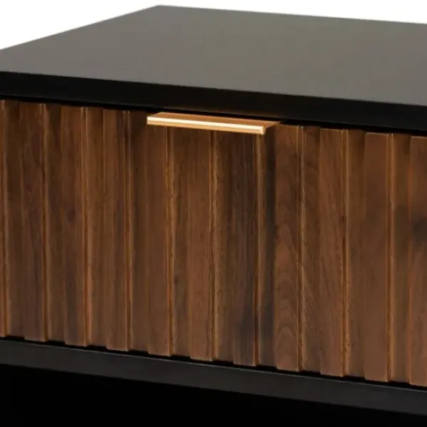 Nightstands-Kirkland's Home Black And Brown Single Drawer Nightstand Black/Brown