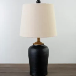 Table Lamps-Kirkland's Home Black And Brown Urn Table Lamp Ivory