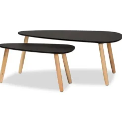 Coffee Tables-Kirkland's Home Black And Brown Wood Coffee Tables, Set Of 2 Black/Brown