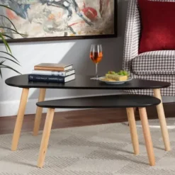 Coffee Tables-Kirkland's Home Black And Brown Wood Coffee Tables, Set Of 2 Black/Brown