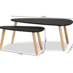 Coffee Tables-Kirkland's Home Black And Brown Wood Coffee Tables, Set Of 2 Black/Brown