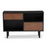 Cabinets & Sideboards-Kirkland's Home Black And Brown Wood Open Shelf Cabinet
