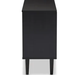 Cabinets & Sideboards-Kirkland's Home Black And Brown Wood Open Shelf Cabinet
