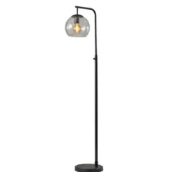 Floor Lamps-Kirkland's Home Black And Glass Globe Shade Floor Lamp Clear