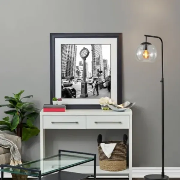 Floor Lamps-Kirkland's Home Black And Glass Globe Shade Floor Lamp Clear