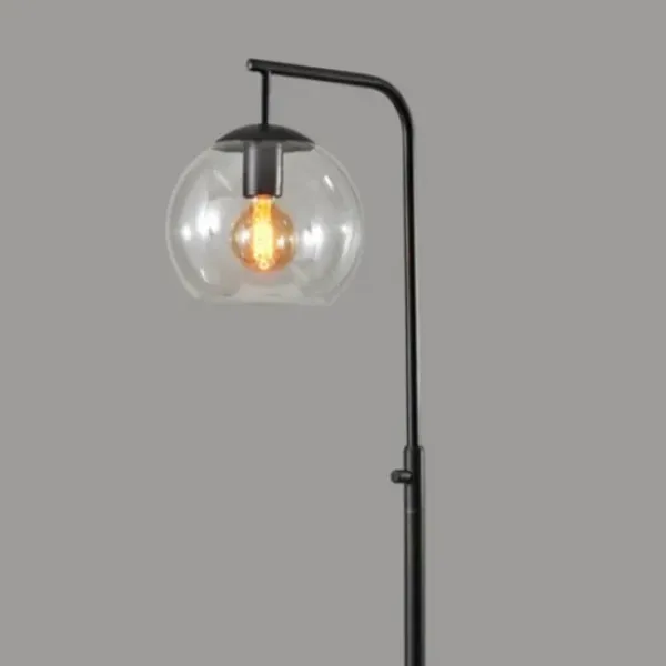 Floor Lamps-Kirkland's Home Black And Glass Globe Shade Floor Lamp Clear