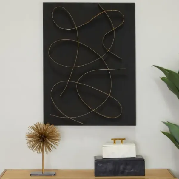 Wall Plaques-Kirkland's Home Black And Gold Abstract Wall Plaque Black/Gold