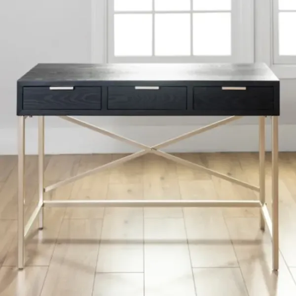 Office Furniture-Kirkland's Home Black And Gold Blake Desk