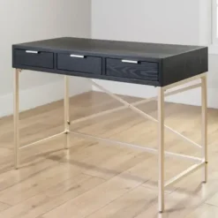 Office Furniture-Kirkland's Home Black And Gold Blake Desk