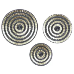 Wall Plaques-Kirkland's Home Black And Gold Concentric Wall Plates, Set Of 3 Black/Gold