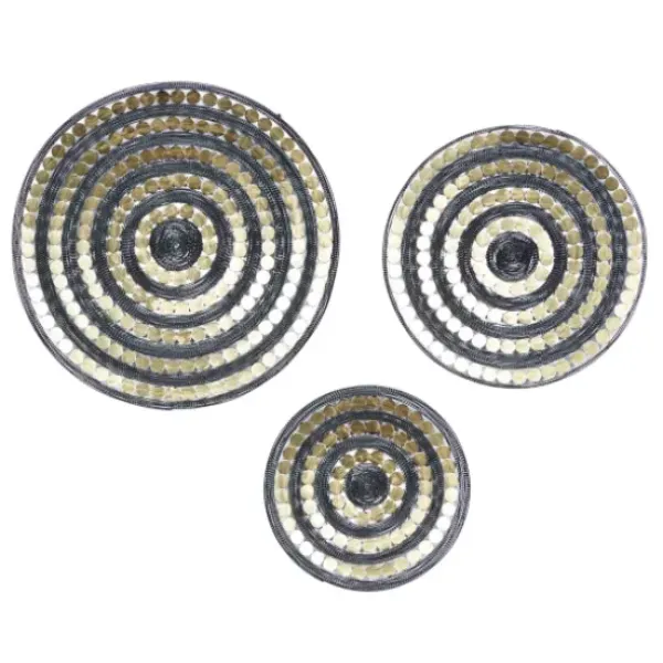 Wall Plaques-Kirkland's Home Black And Gold Concentric Wall Plates, Set Of 3 Black/Gold