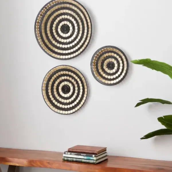 Wall Plaques-Kirkland's Home Black And Gold Concentric Wall Plates, Set Of 3 Black/Gold