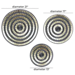 Wall Plaques-Kirkland's Home Black And Gold Concentric Wall Plates, Set Of 3 Black/Gold