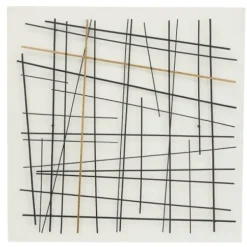 Wall Plaques-Kirkland's Home Black And Gold Iron Abstract Lines Plaque White/Gold/Black