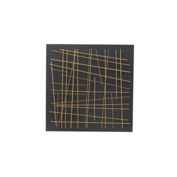 Wall Plaques-Kirkland's Home Black And Gold Metal Grid Wall Plaque Black/Gold