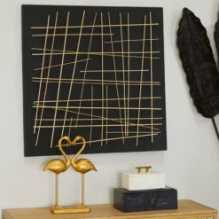 Wall Plaques-Kirkland's Home Black And Gold Metal Grid Wall Plaque Black/Gold