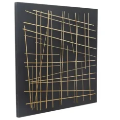 Wall Plaques-Kirkland's Home Black And Gold Metal Grid Wall Plaque Black/Gold