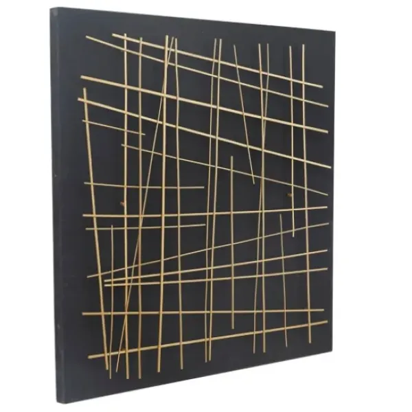 Wall Plaques-Kirkland's Home Black And Gold Metal Grid Wall Plaque Black/Gold