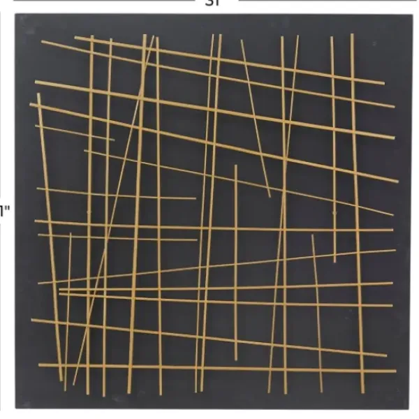Wall Plaques-Kirkland's Home Black And Gold Metal Grid Wall Plaque Black/Gold