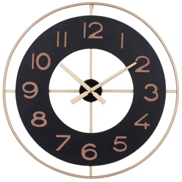 Clocks-Kirkland's Home Black And Gold Open Frame Axis Clock