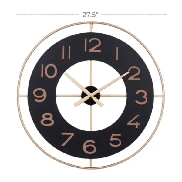 Clocks-Kirkland's Home Black And Gold Open Frame Axis Clock