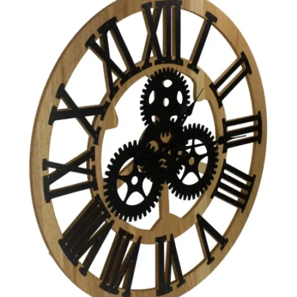 Clocks-Kirkland's Home Black And Gold Roman Numeral Wall Clock