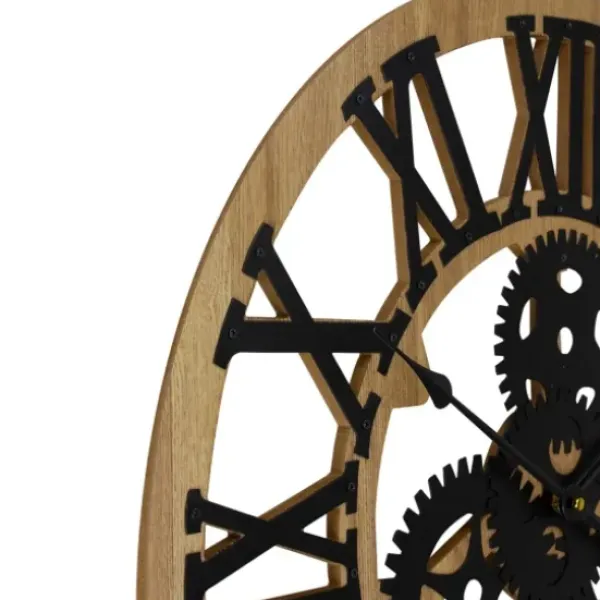 Clocks-Kirkland's Home Black And Gold Roman Numeral Wall Clock