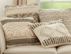 Pillows-Kirkland's Home Black And Ivory Moroccan Textured Pillow Ivory/Black