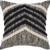 Pillows-Kirkland's Home Black And Metallic Fringe Textured Pillow Black/Ivory/Silver