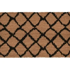 Doormats-Kirkland's Home Black And Natural Coir Hello Doormat, 36X24 In. Black/Tan