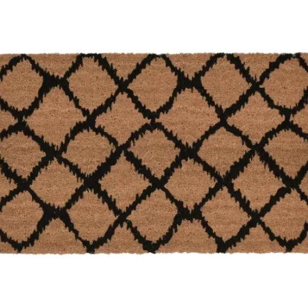 Doormats-Kirkland's Home Black And Natural Coir Hello Doormat, 36X24 In. Black/Tan