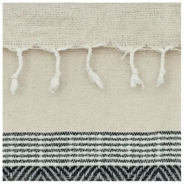 Blankets & Throws-Kirkland's Home Black And Natural Colorblock Chevron Throw Black/Tan