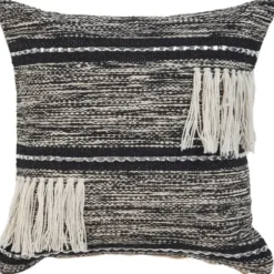 Pillows-Kirkland's Home Black And Natural Mingled Texture Pillow Black/Ivory