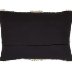 Pillows-Kirkland's Home Black And Natural Pom Pom Stripe Lumbar Pillow Black/Tan