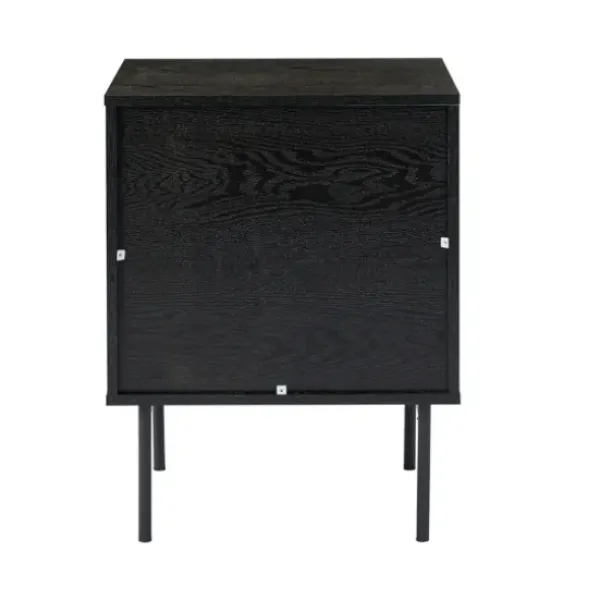 Nightstands-Kirkland's Home Black And Natural Wood 2-Drawer Nightstand