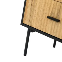 Nightstands-Kirkland's Home Black And Natural Wood 2-Drawer Nightstand