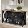 Console Tables-Kirkland's Home Black And Rustic Oak Wood Farmhouse Console Table Black/Brown